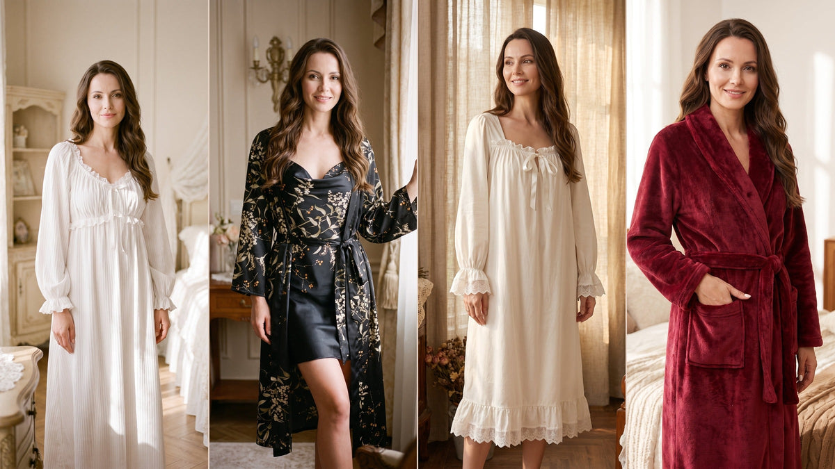 Nuisettes longues, ensemble kimono et peignoir chaud pour composer une tenue de nuit d’hiver Image