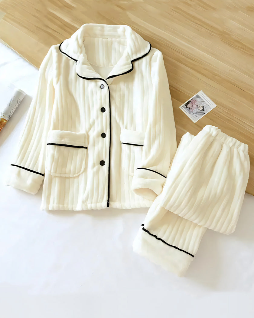 Pyjama Femme Hiver Blanc et Noir