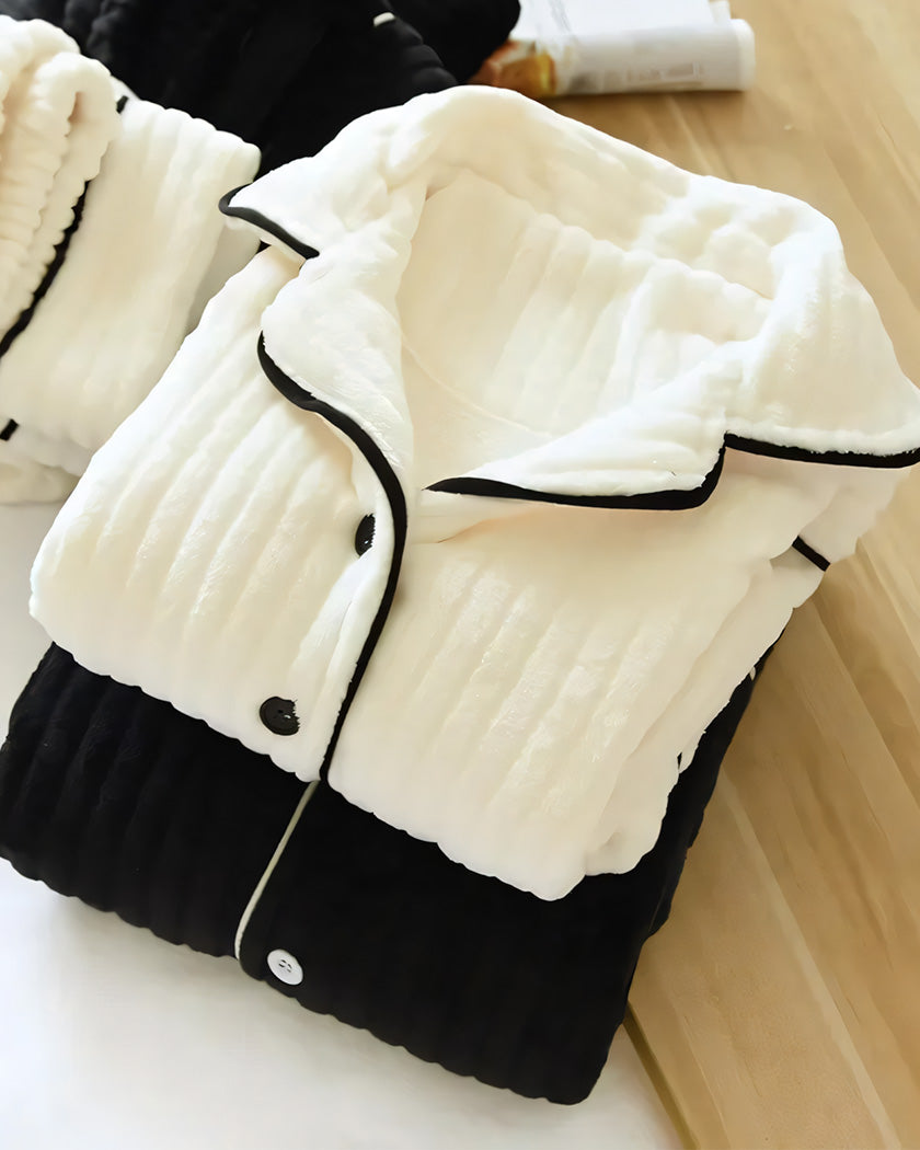 Pyjama Femme Hiver Blanc et Noir