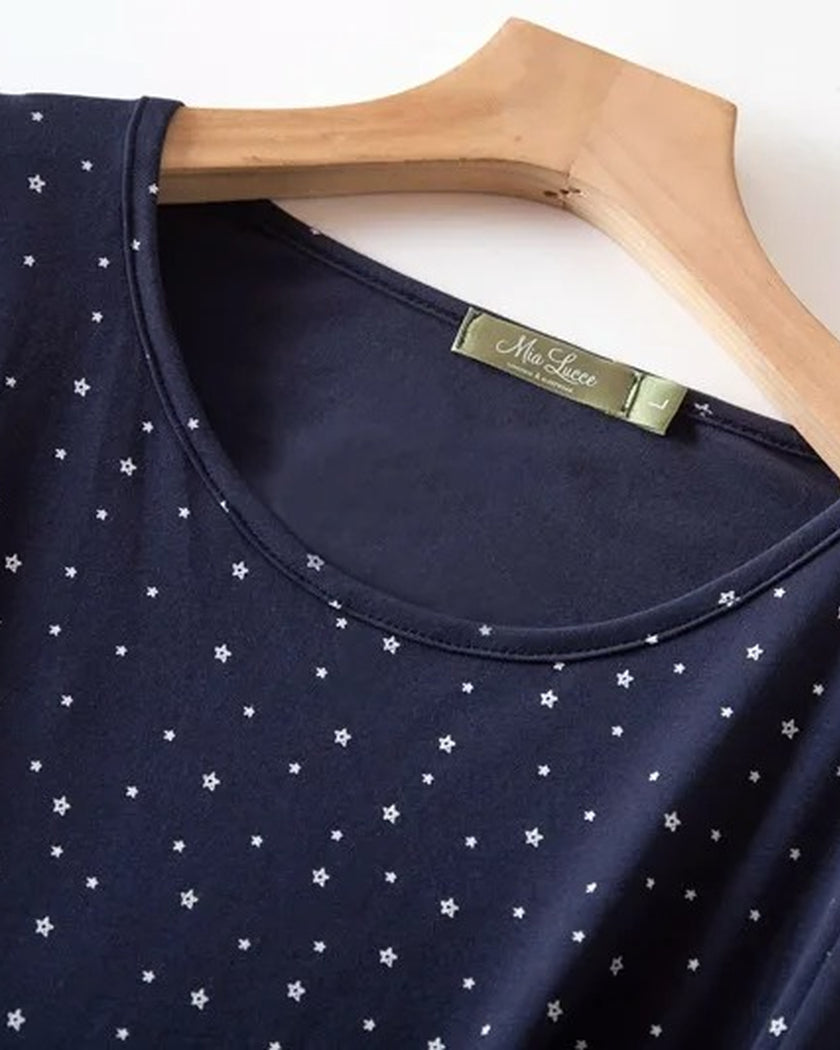 Chemise de Nuit Femme en Coton Motif Étoilé
