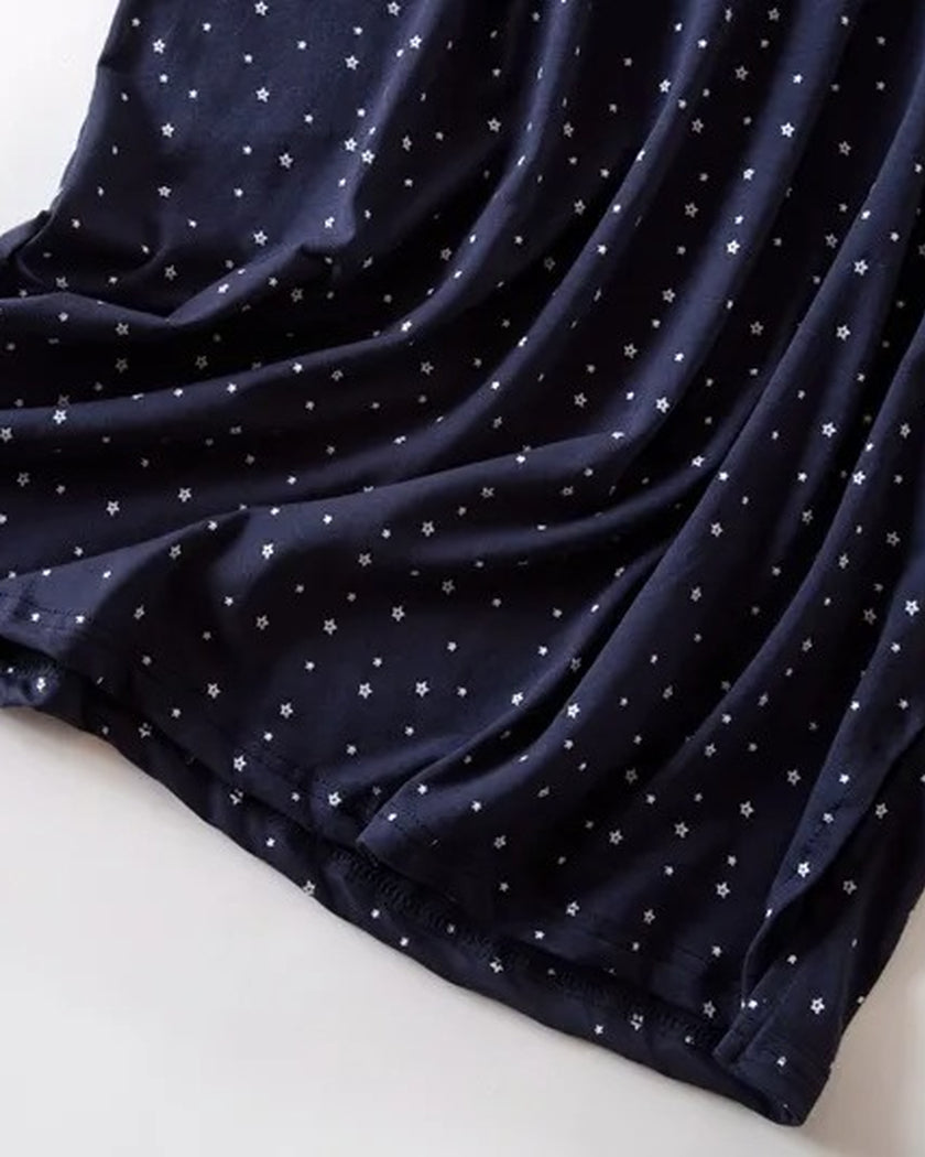 Chemise de Nuit Femme en Coton Motif Étoilé