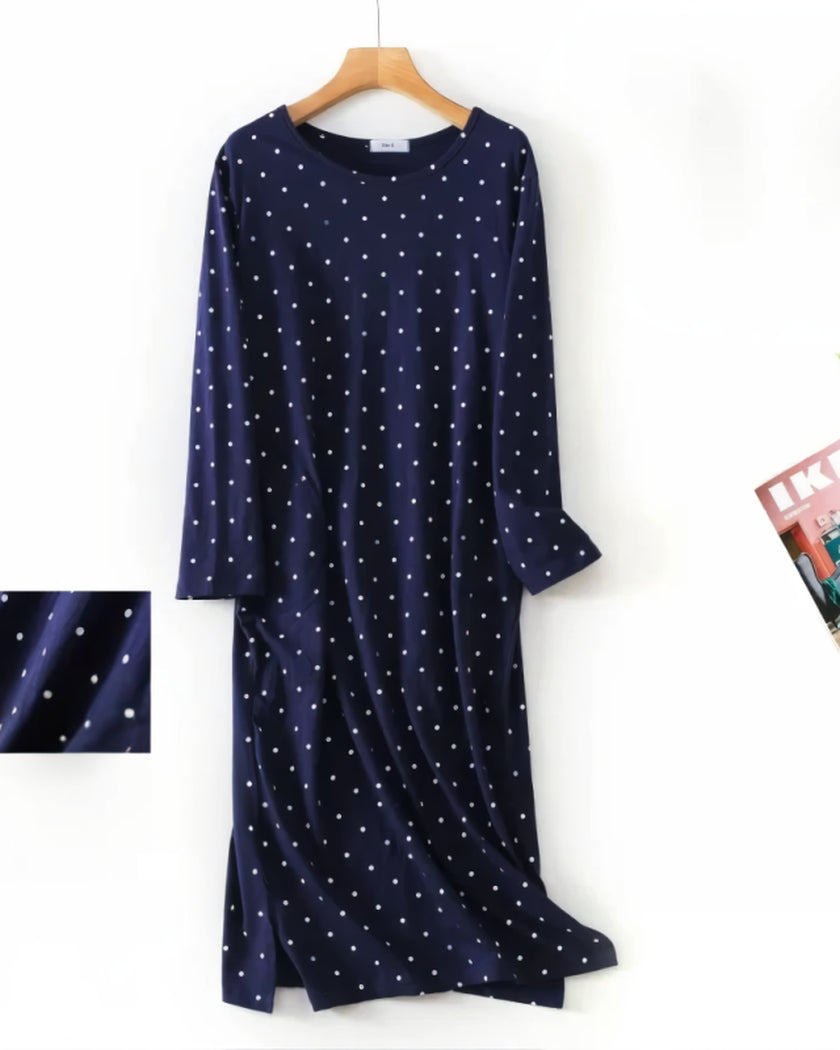Chemise de Nuit Femme en Coton Motif Étoilé