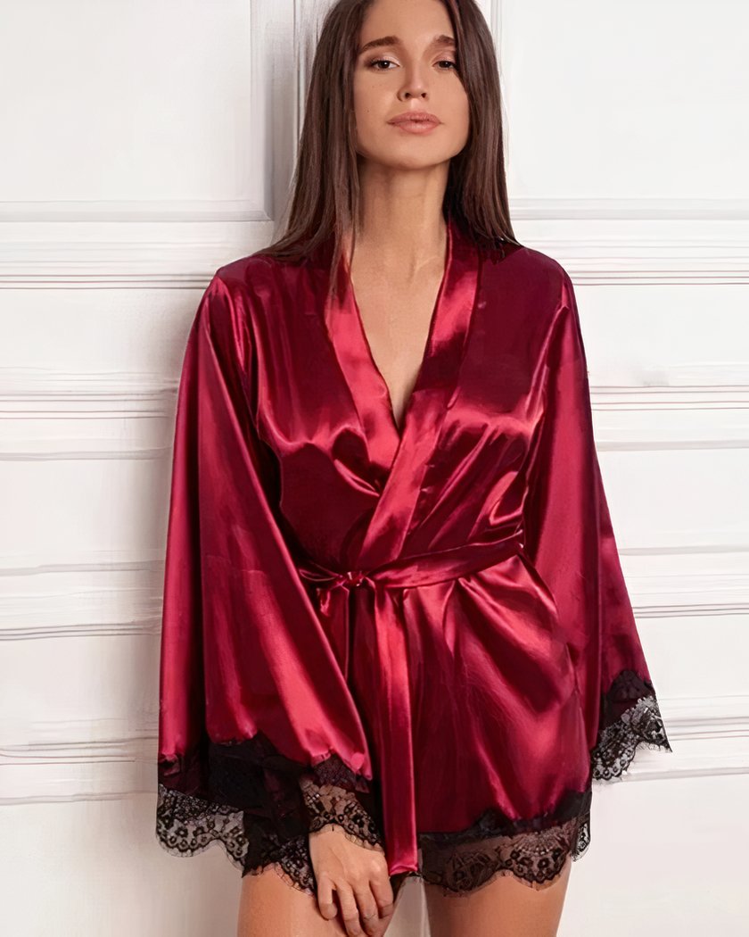 Kimono Femme en Satin et Dentelle