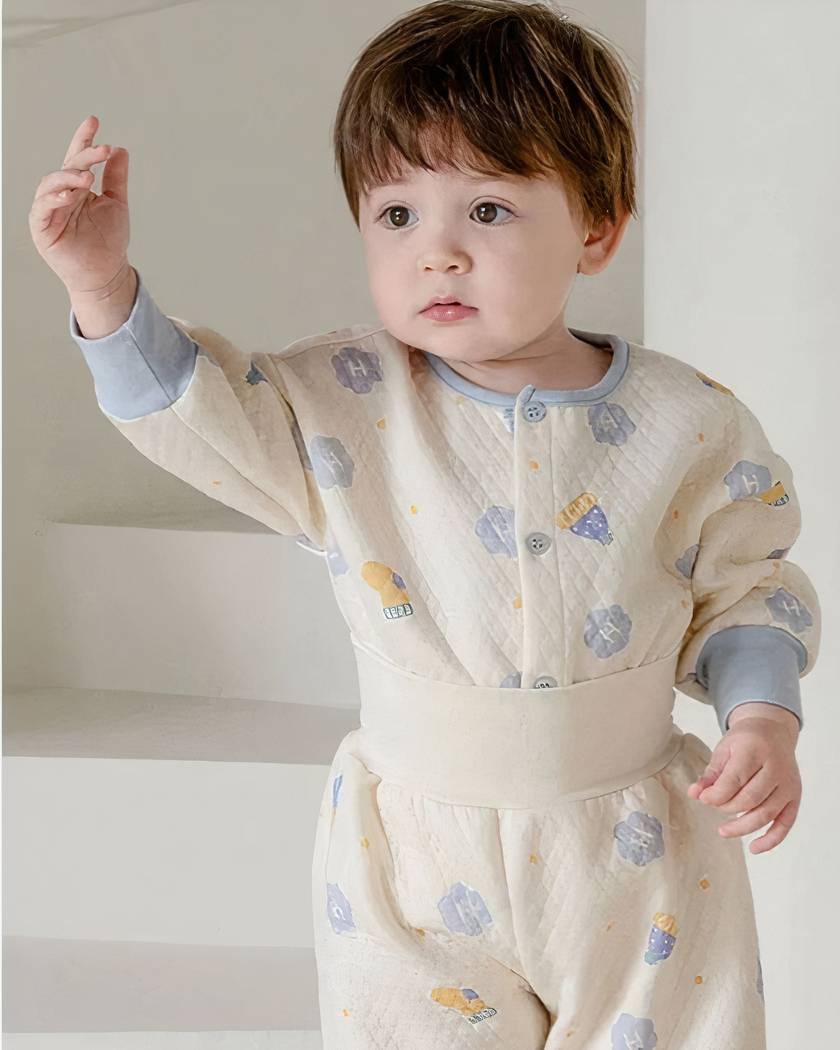 Pyjama Bébé 2 Pièces en Coton Fleuri