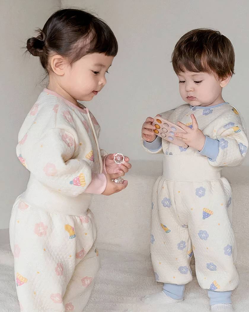 Pyjama Bébé 2 Pièces en Coton Fleuri