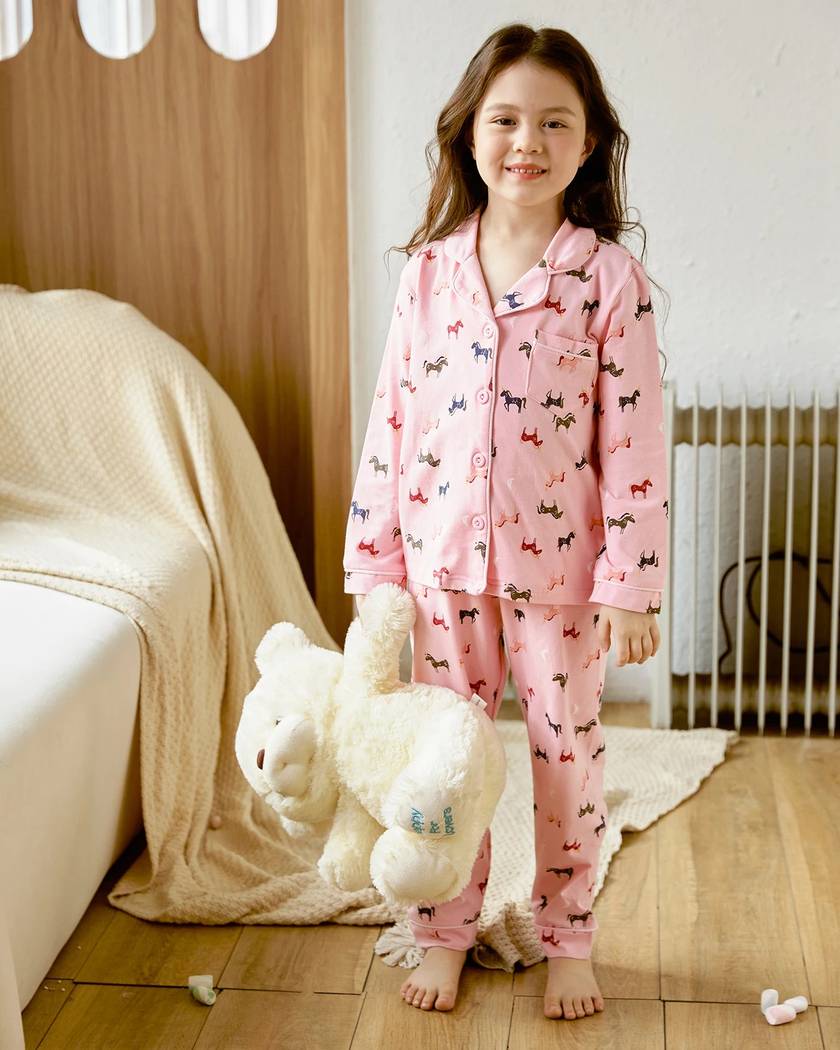 Pyjama Fille Chemise Rose à Motif Licorne