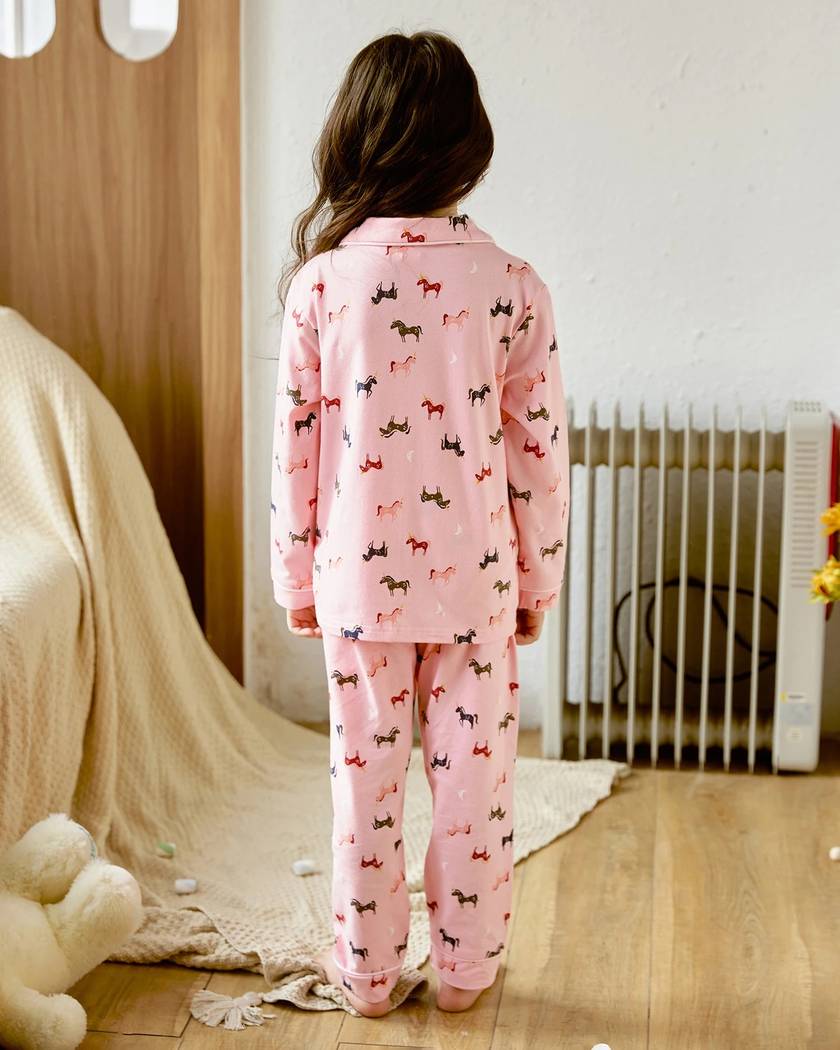 Pyjama Fille Chemise Rose à Motif Licorne