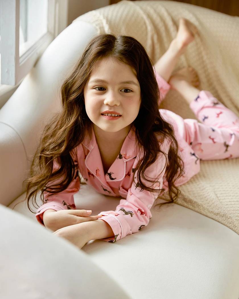 Pyjama Fille Chemise Rose à Motif Licorne