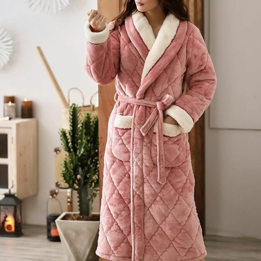 Robe de Chambre Femme Matelassée Rose