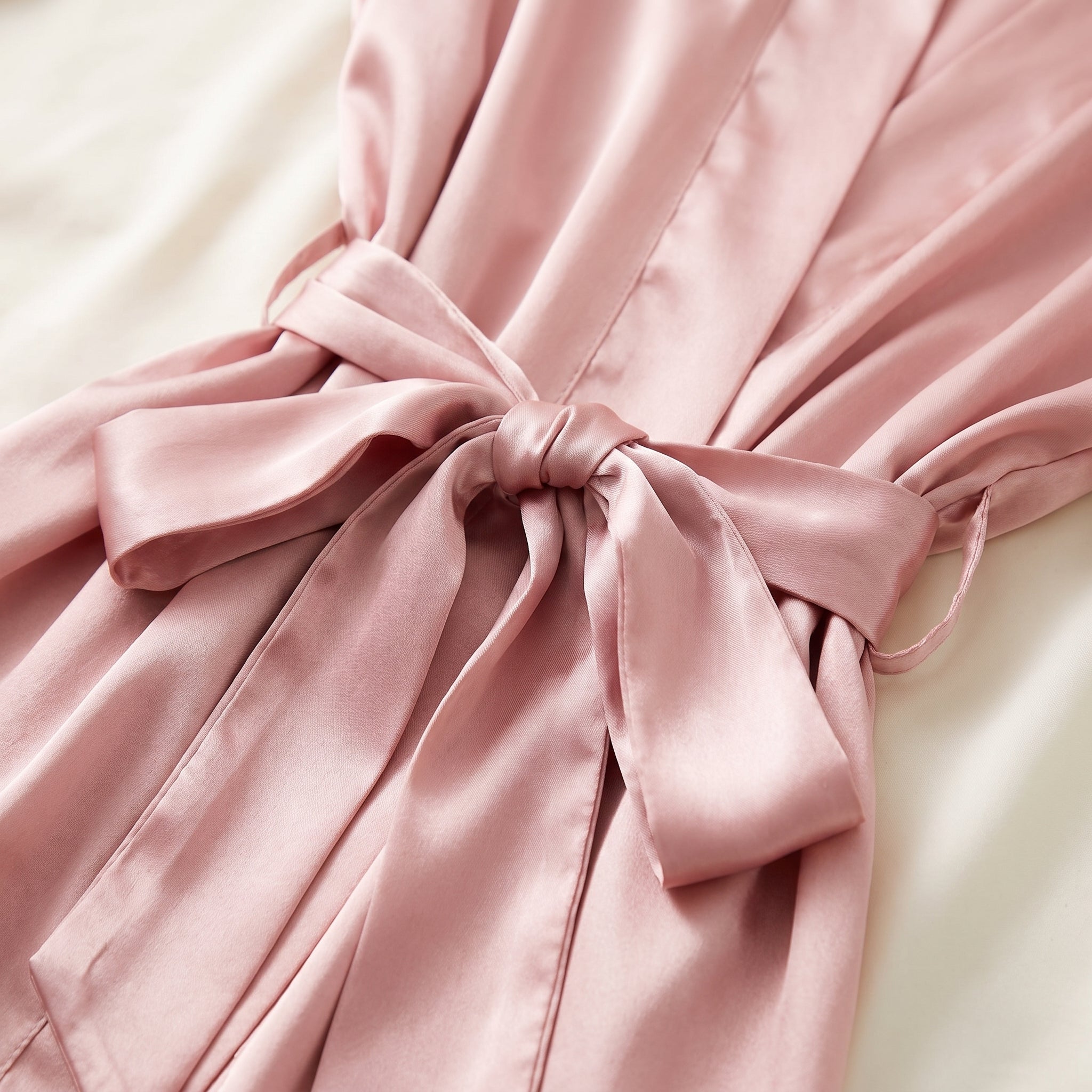 Détail du noeud de ceinture du kimono en satin rose Image