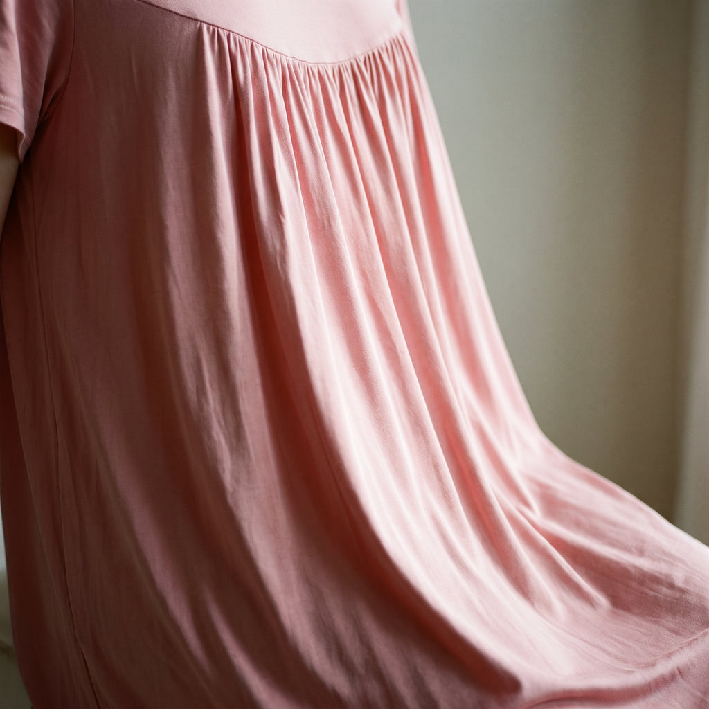 Coupe fluide et ample de la chemise de nuit rose