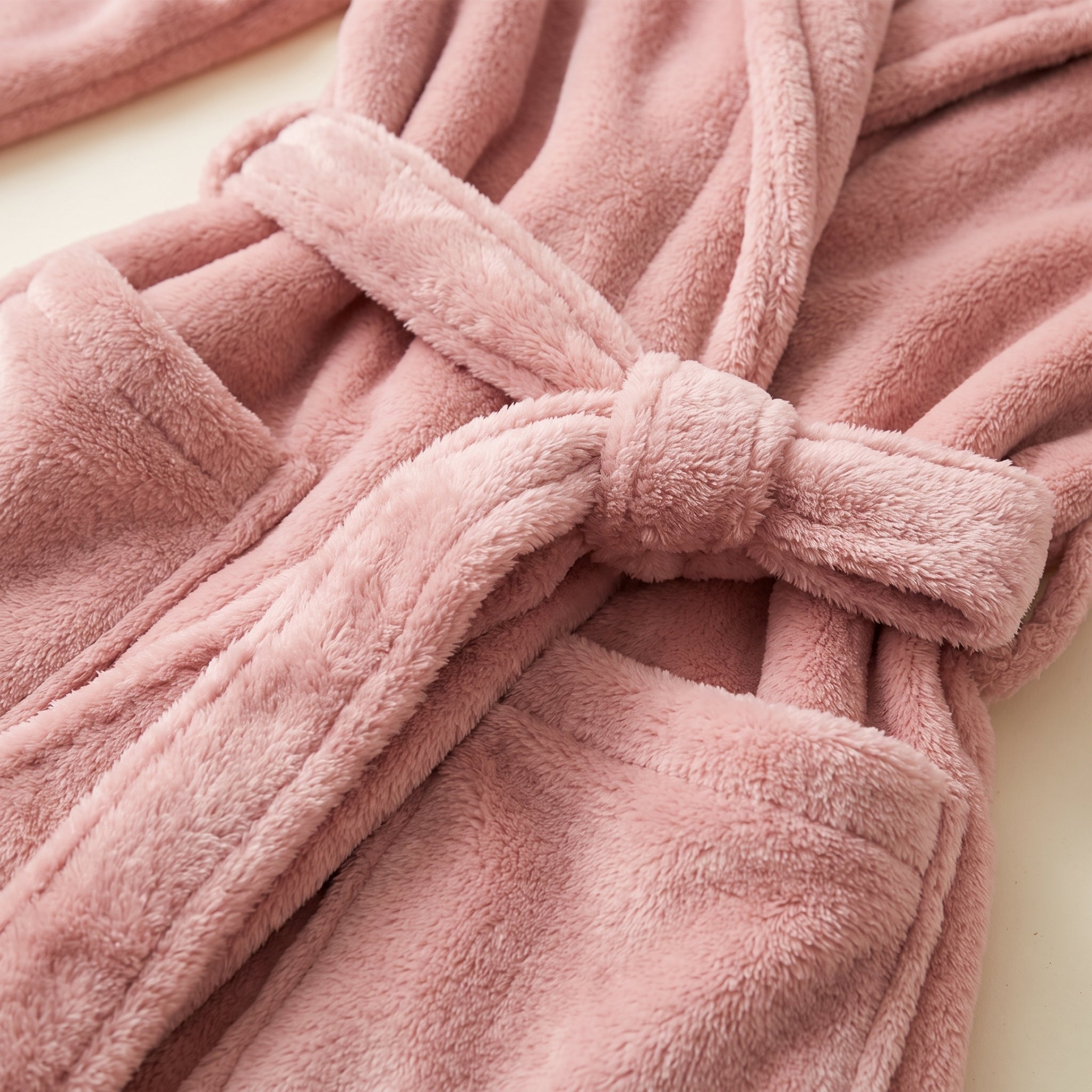 Détail de la matière polaire peluche rose et de la ceinture Image