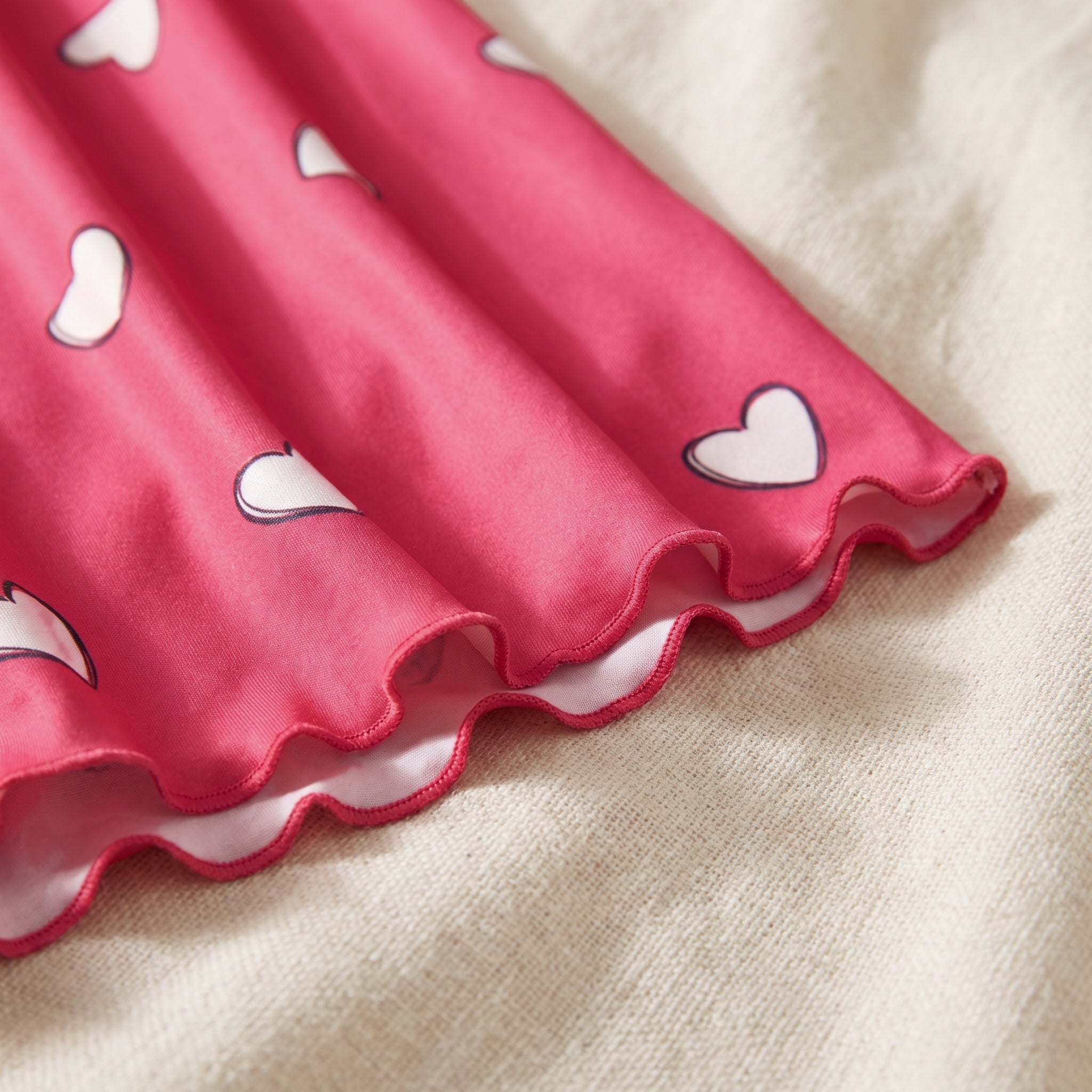 Ourlet du bas ondulé de la nuisette rose, maille fluide posée en pli souple Image