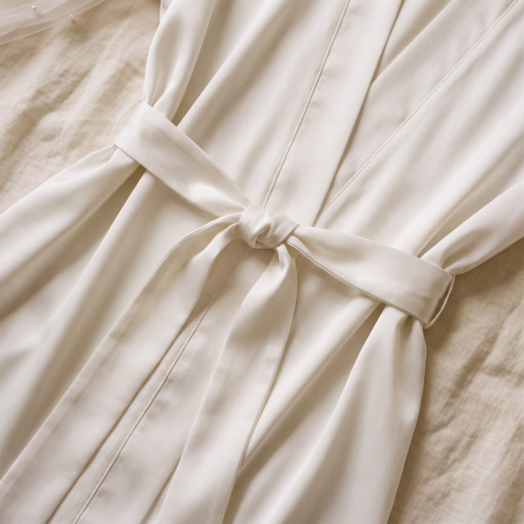 La ceinture nouée à la taille et ses pans qui retombent