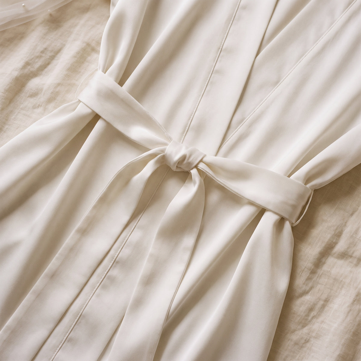 La ceinture nouée à la taille et ses pans qui retombent