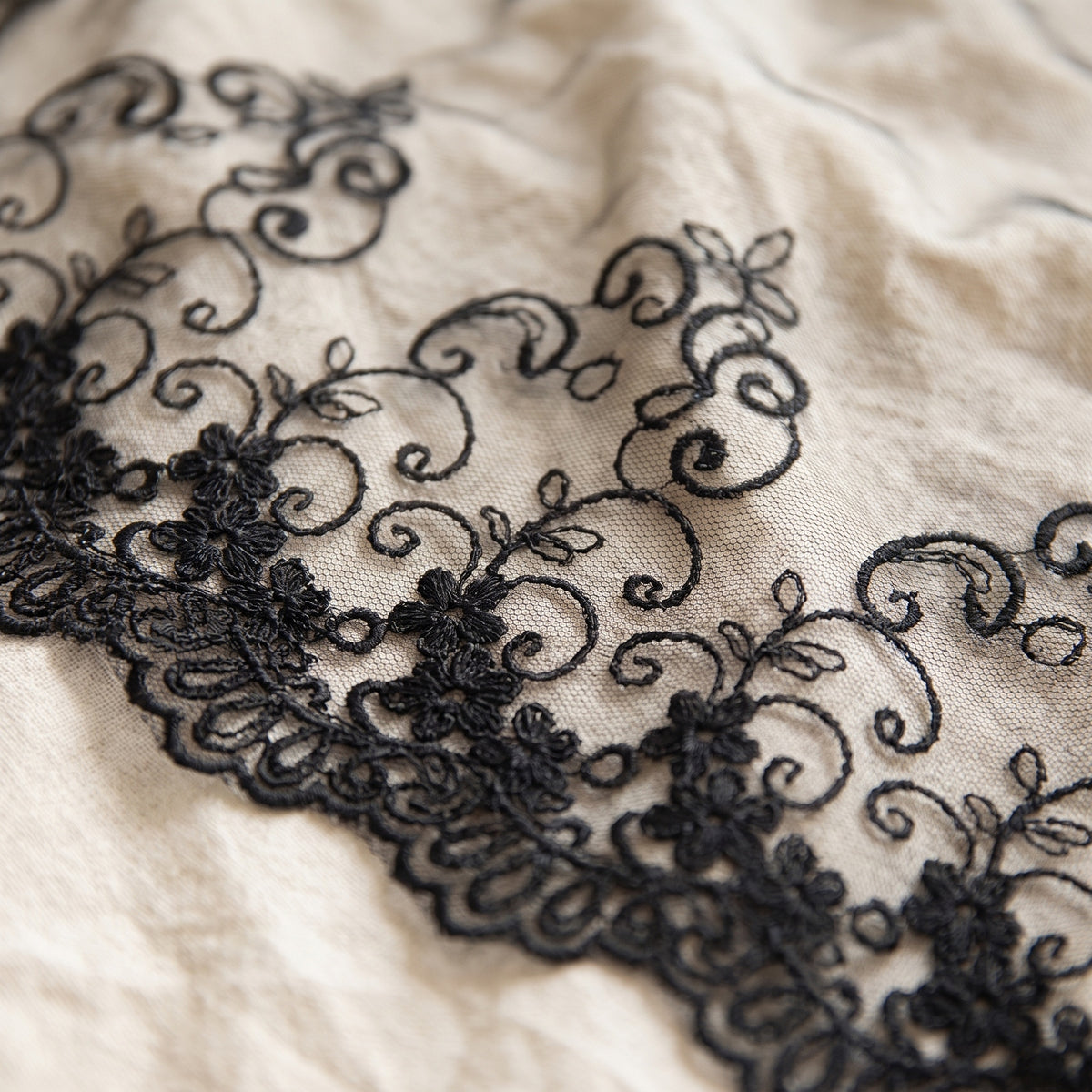 Le motif floral de la dentelle, vu de très près