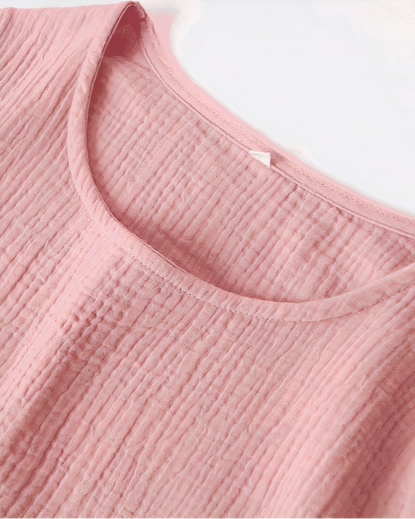 Chemise de nuit maternité en gaze de coton rose
