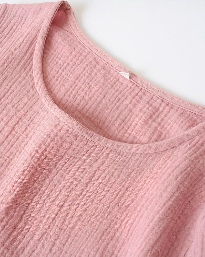 Chemise de nuit maternité en gaze de coton rose
