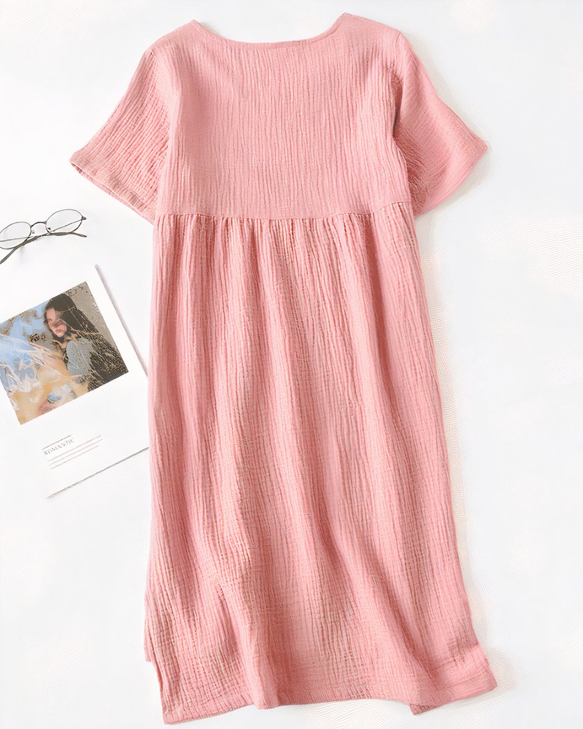 Chemise de nuit maternité en gaze de coton rose