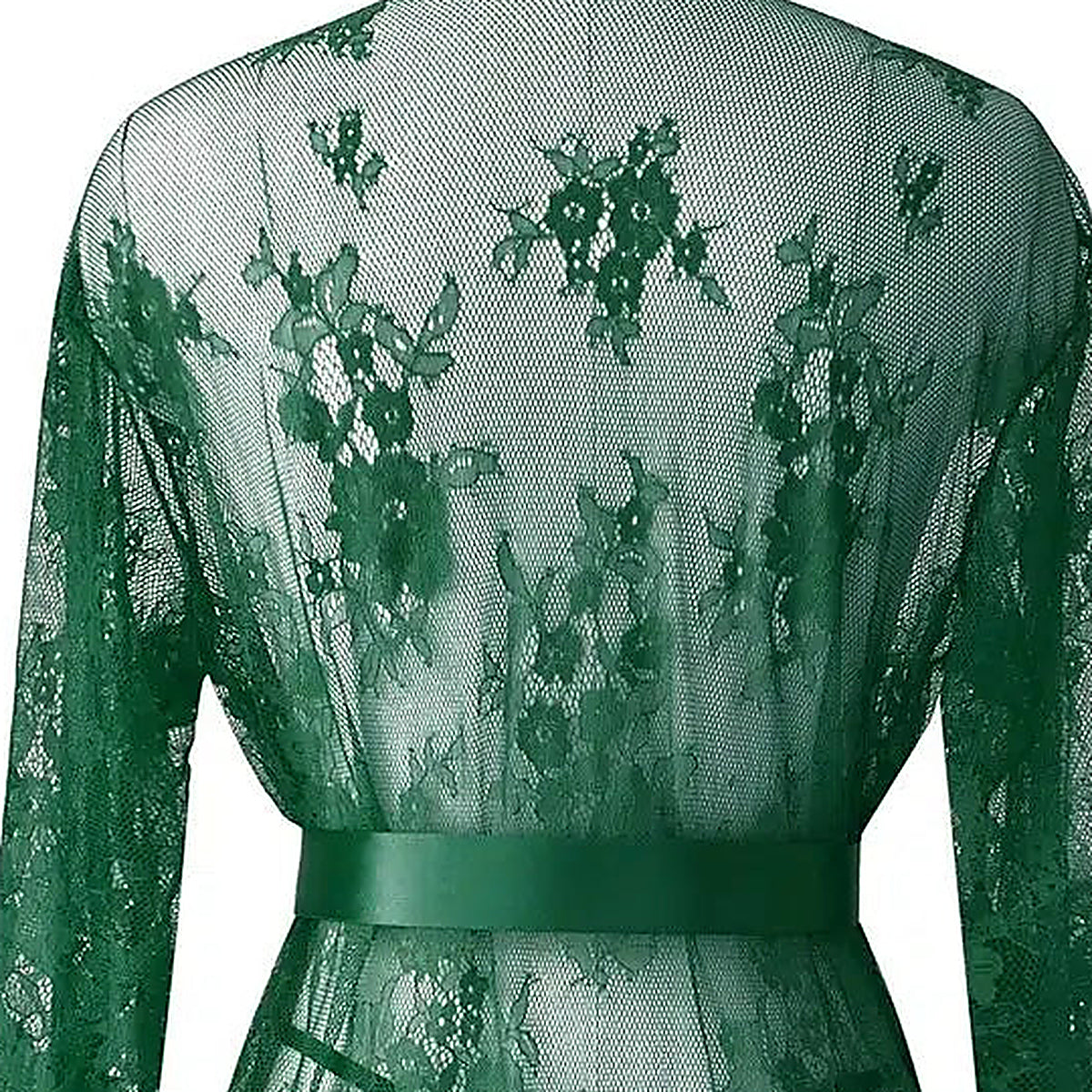La dentelle florale verte montée sur tulle, ajourée de part en part