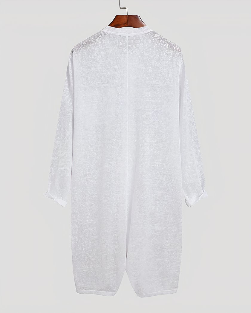 Chemise de Nuit Homme Longue à Col Rond