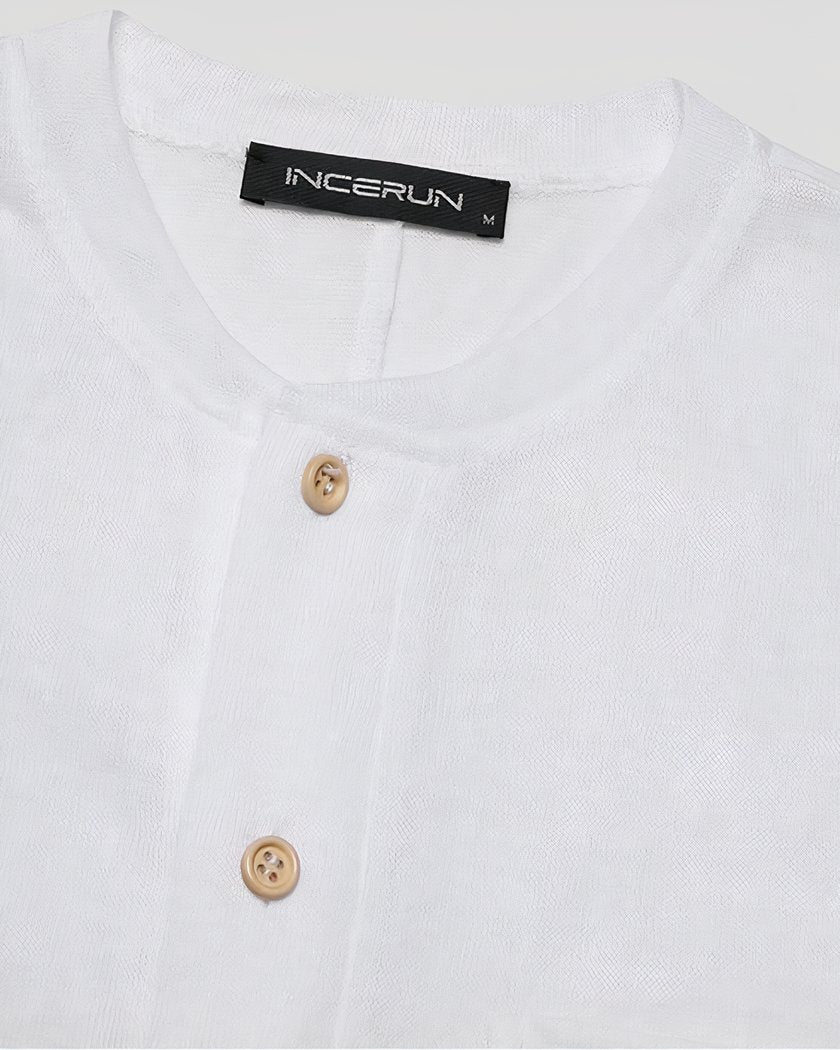 Chemise de Nuit Homme Longue à Col Rond