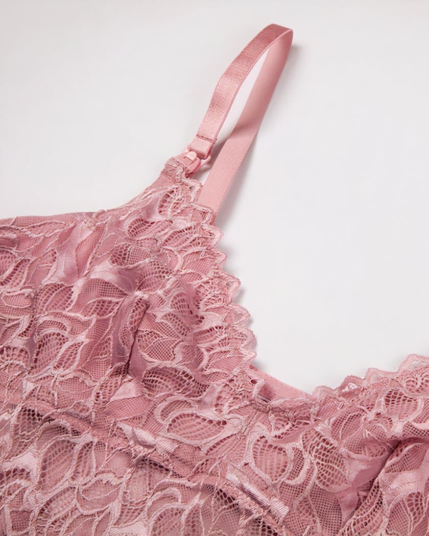 Nuisette d'Allaitement Rose en Dentelle