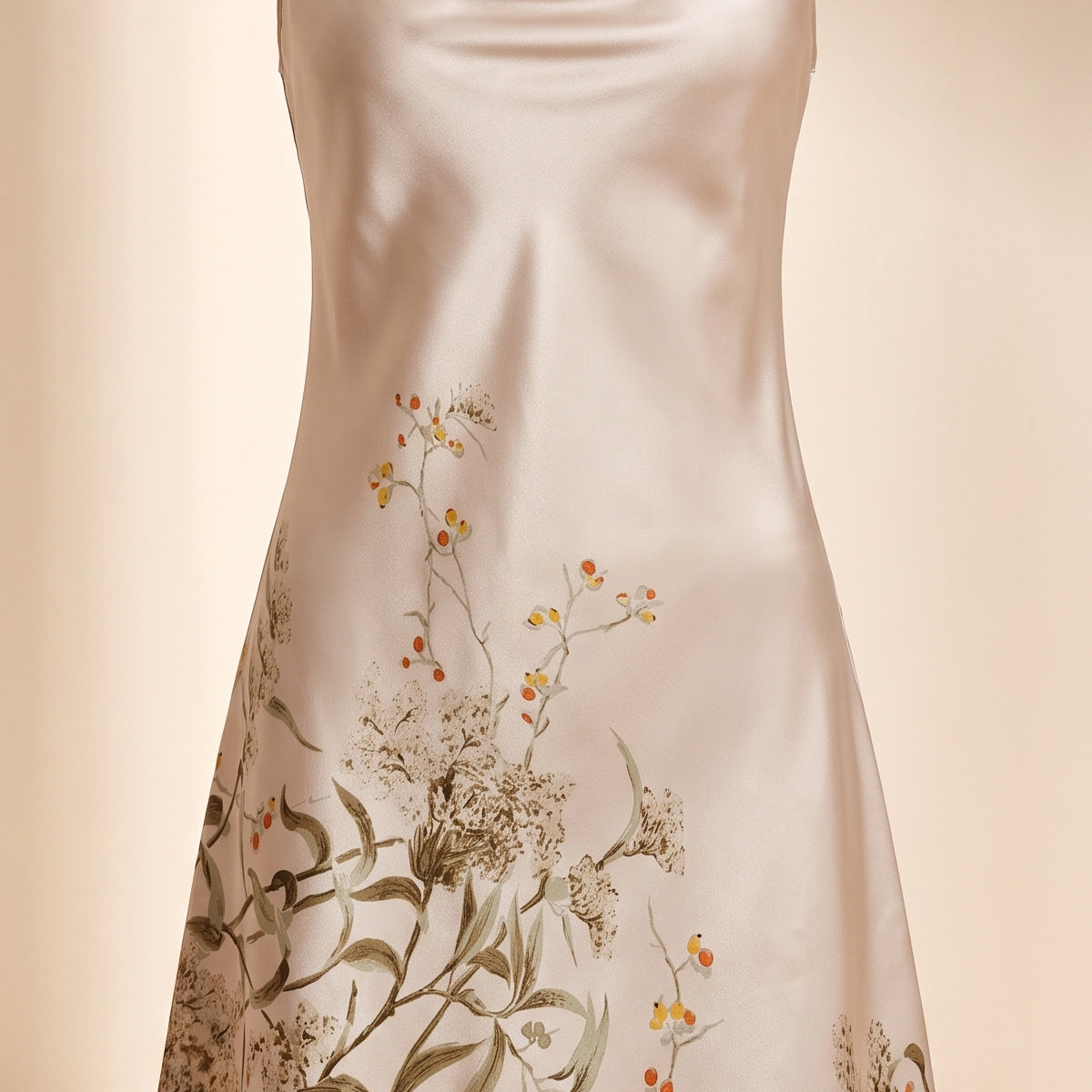 Imprimé floral de la nuisette beige, détail d’une séduction romantique Image