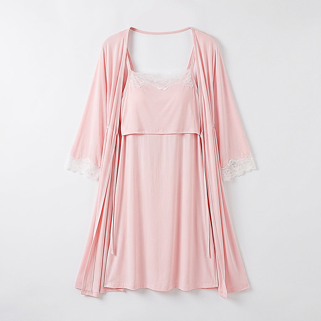 Ensemble nuisette de maternité rose présenté seul, effet mannequin invisible