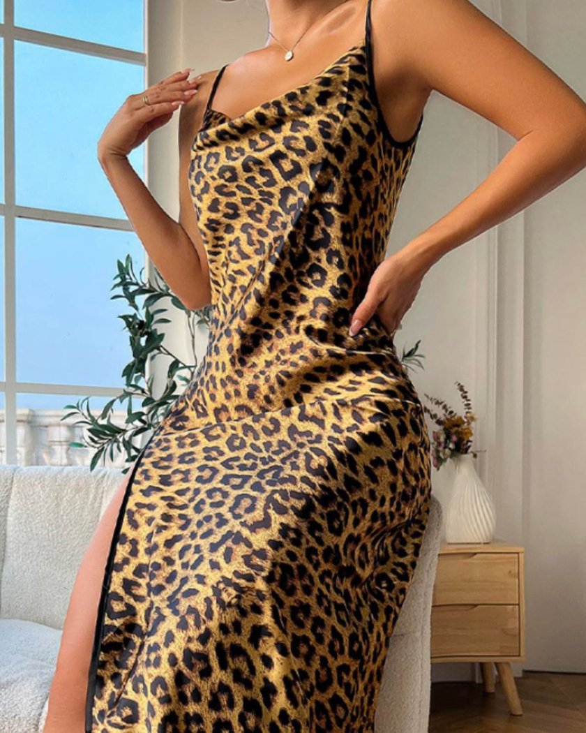 Nuisette Léopard Longue Effet Soie