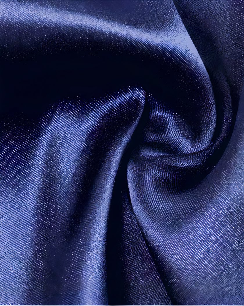 Nuisette Longue Bleu Marine en Satin et Organza