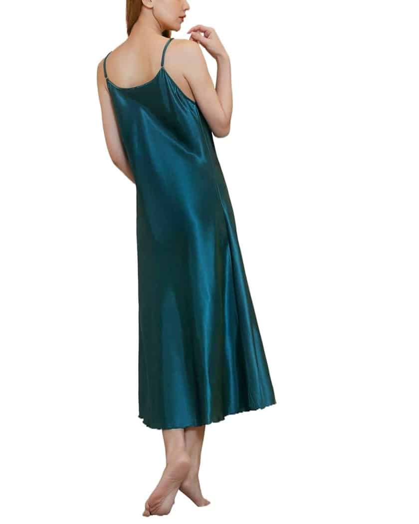 Nuisette Longue en Satin Vert Émeraude