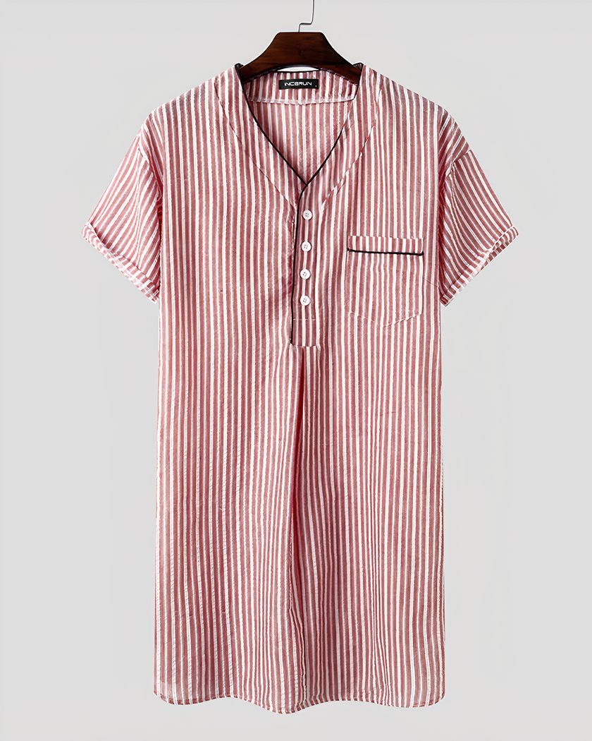 Chemise de nuit homme rayée en coton