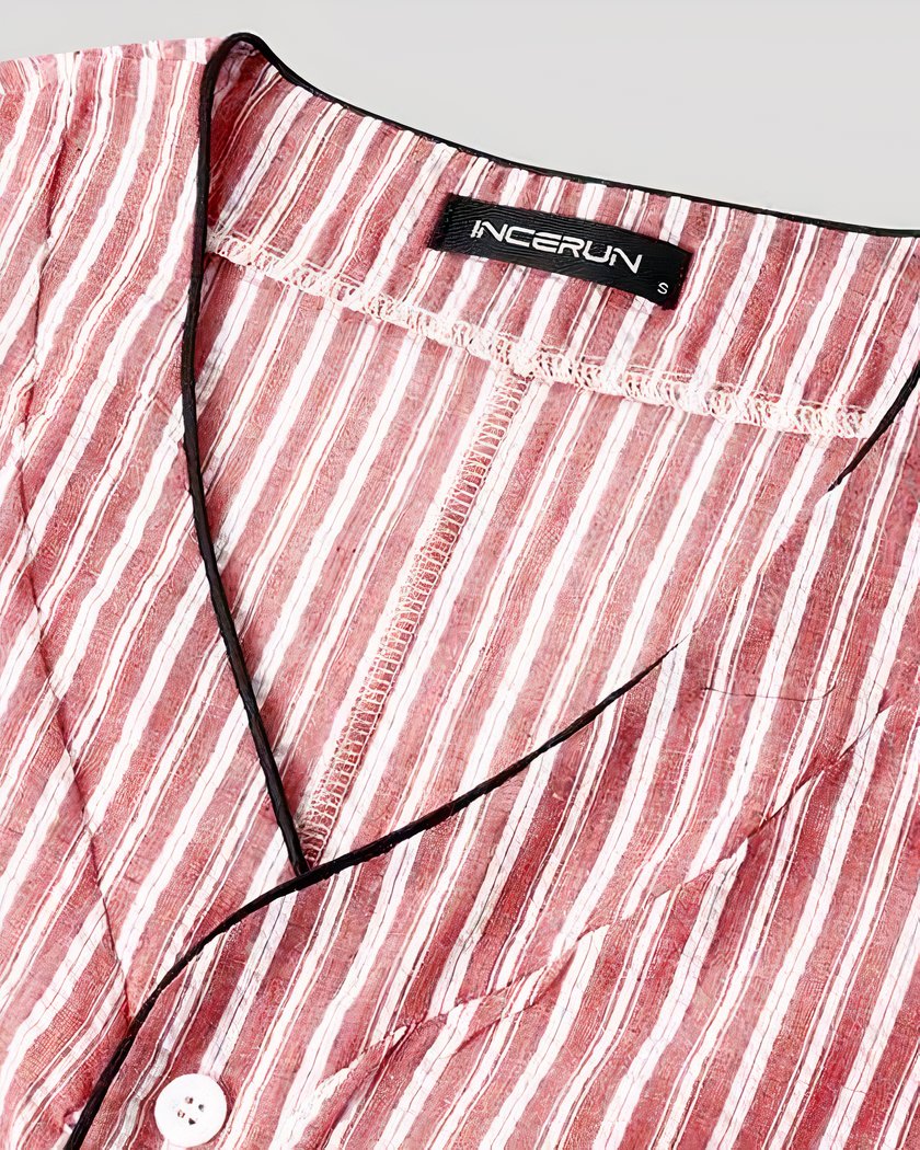 Chemise de nuit homme rayée en coton