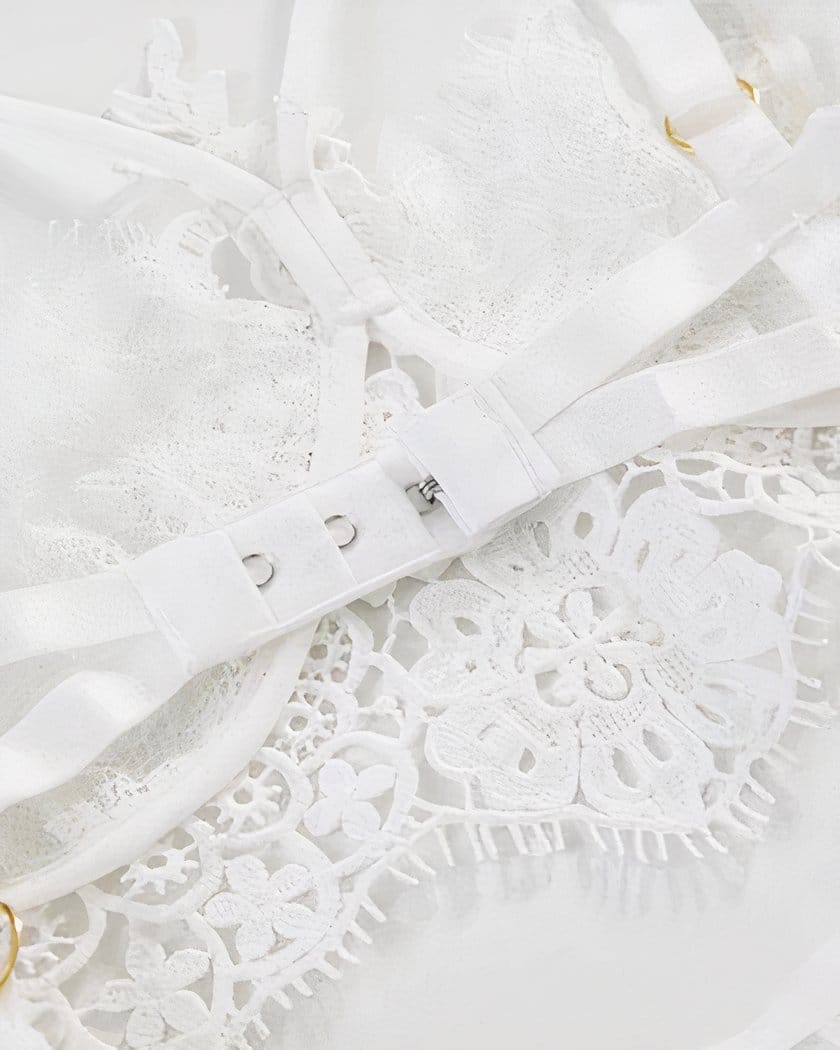 Nuisette babydoll en dentelle blanche avec string