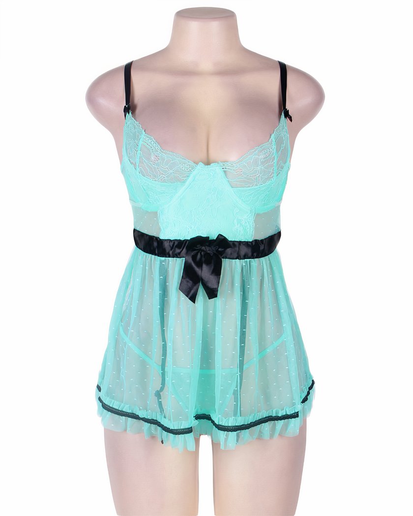 Nuisette Grande Taille Transparente Bleue