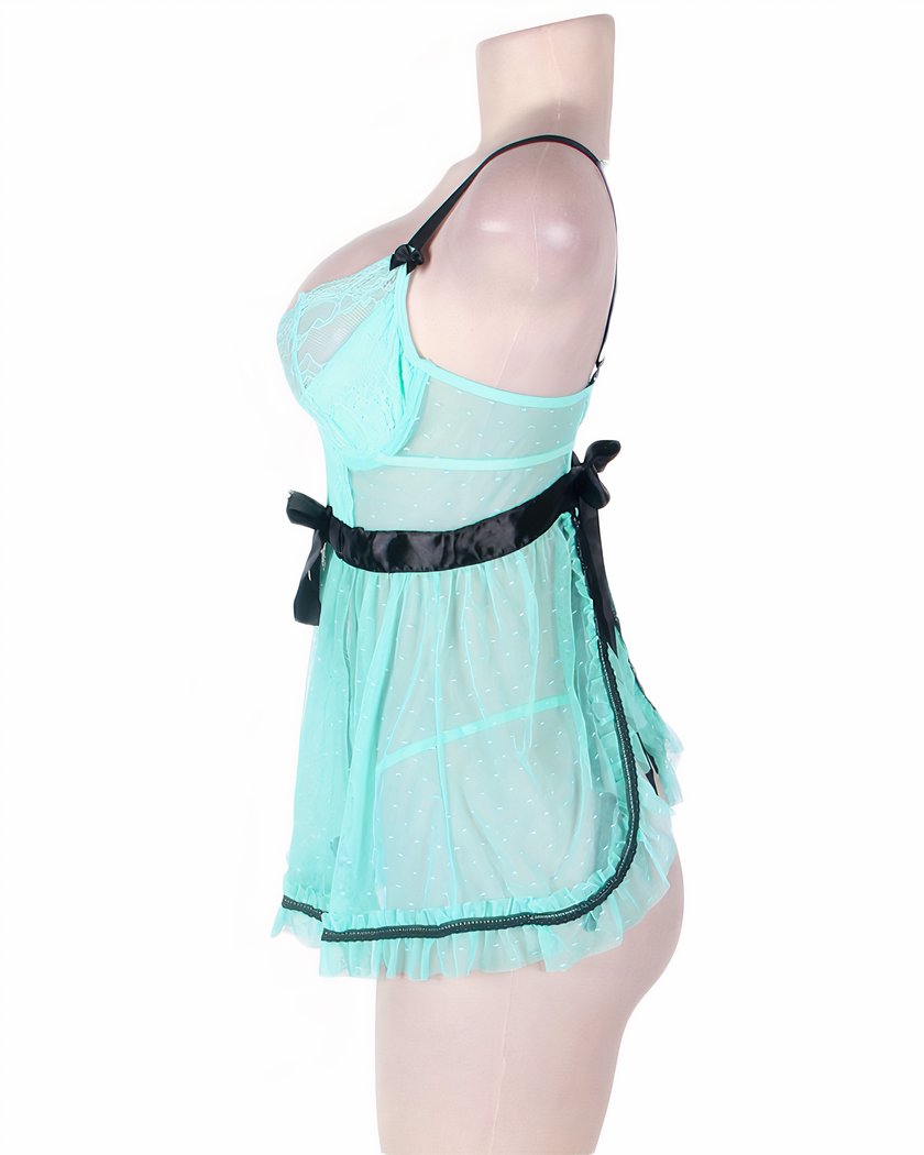 Nuisette Grande Taille Transparente Bleue