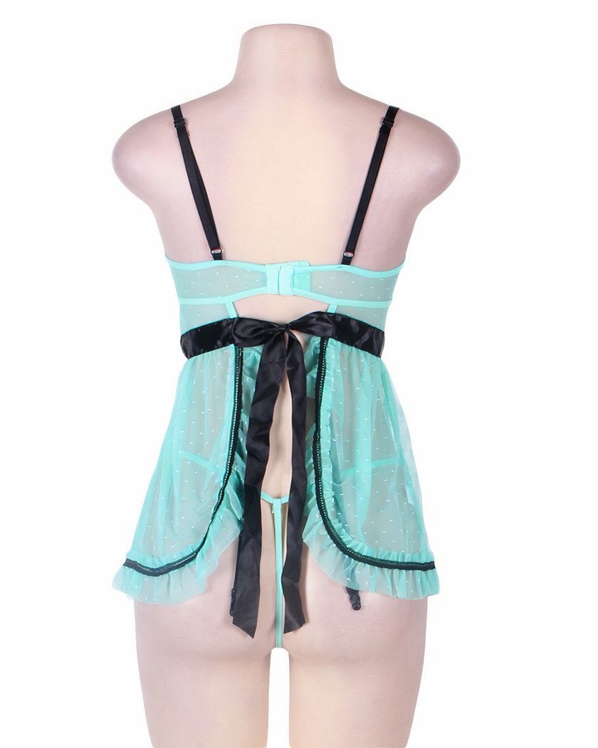 Nuisette Grande Taille Transparente Bleue