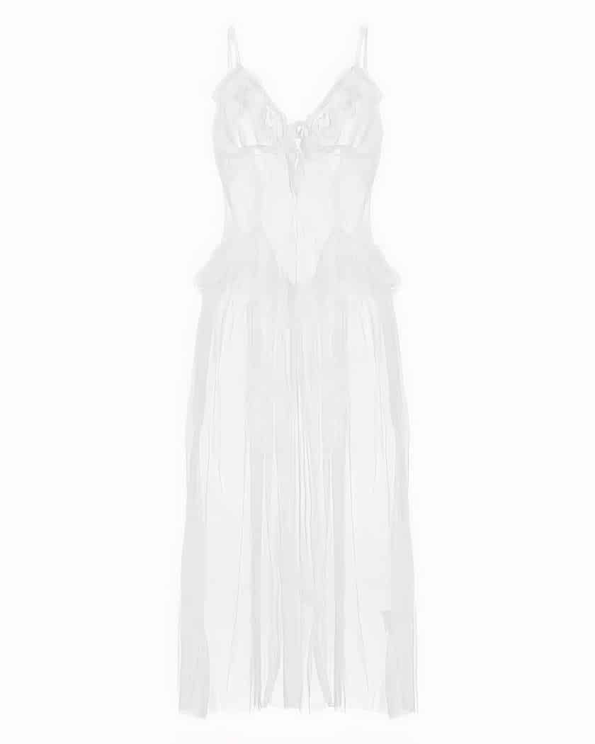 Nuisette Longue Transparente Vintage en Tulle