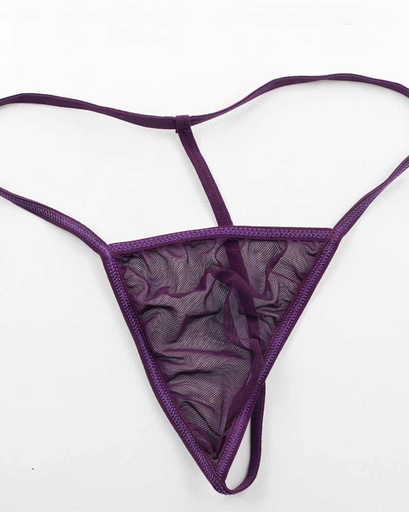 Nuisette babydoll violette brodée grande taille