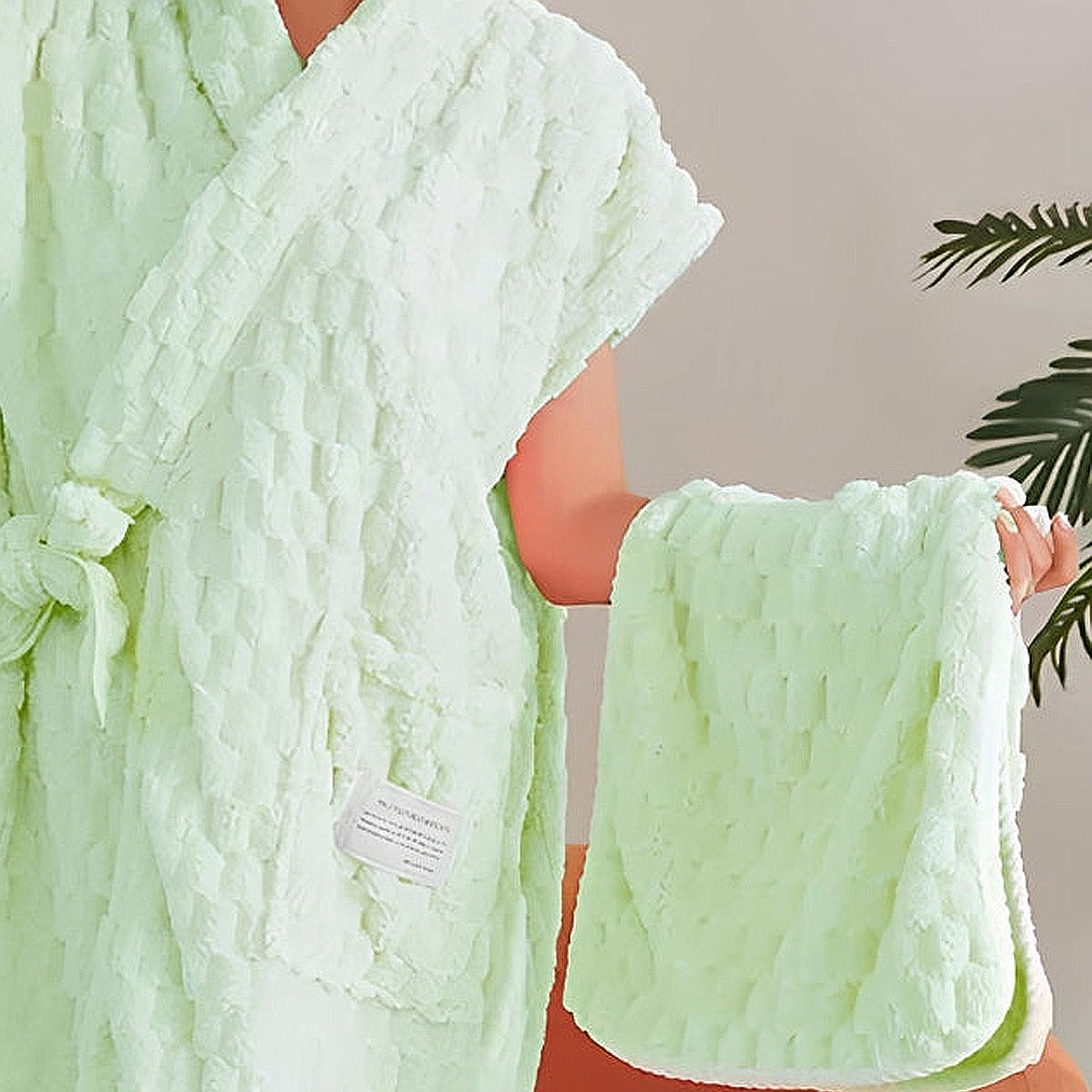 Peignoir éponge vert illustrant le choix de coloris Image