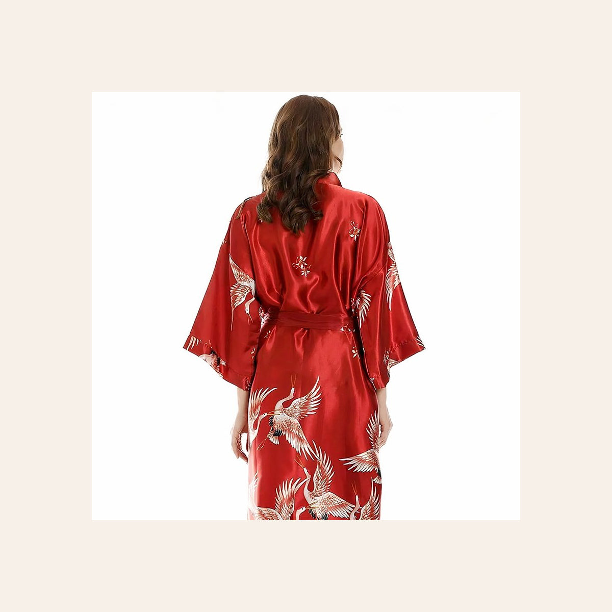 Peignoir kimono rouge à grues vu de dos Image