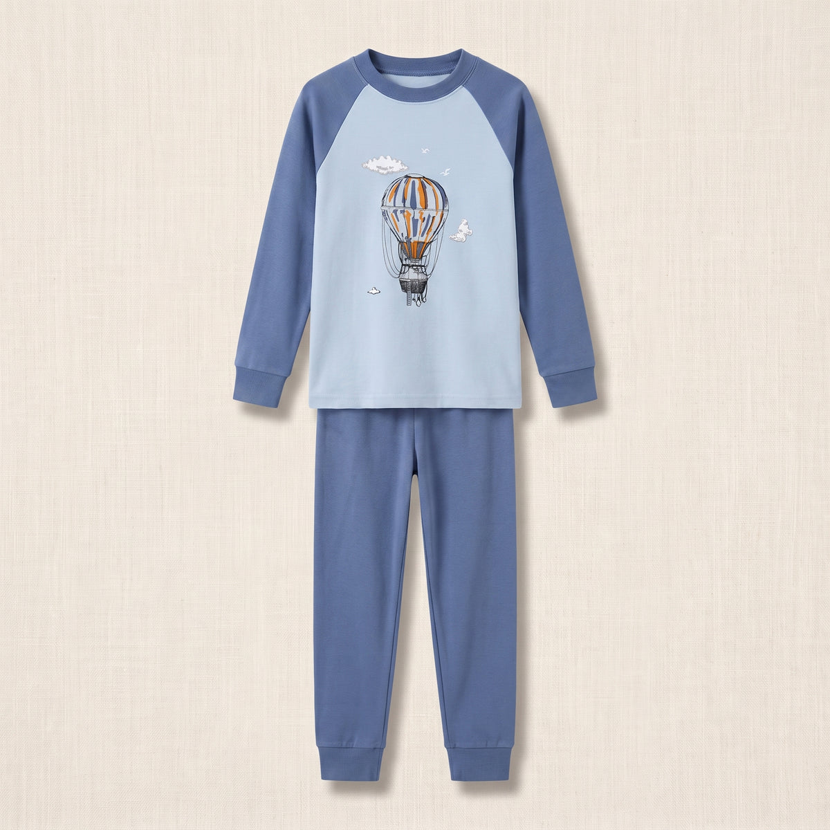 Pyjama garcon en coton a motif montgolfieres presente seul, effet mannequin invisible