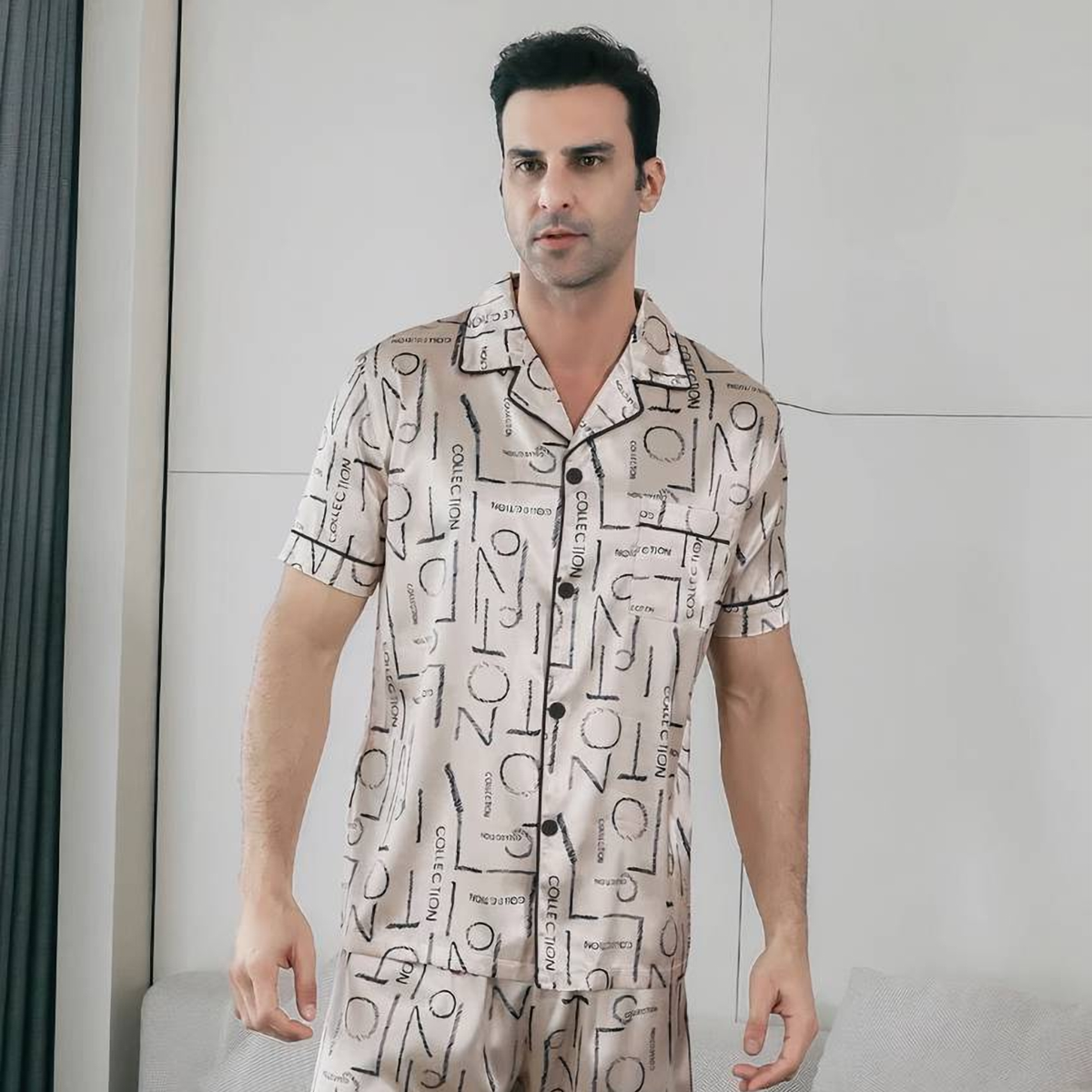 Ensemble pyjama homme d’été imprimé avec haut et short