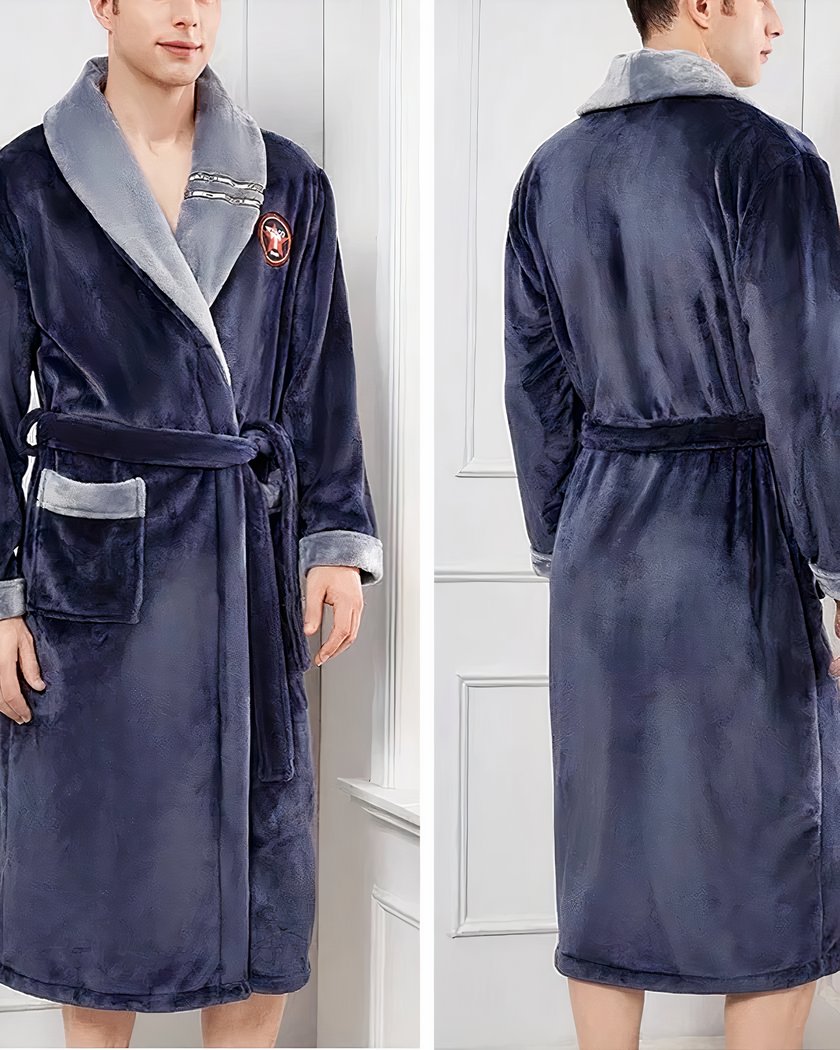 Robe de Chambre Homme Chaude et Épaisse en Flanelle