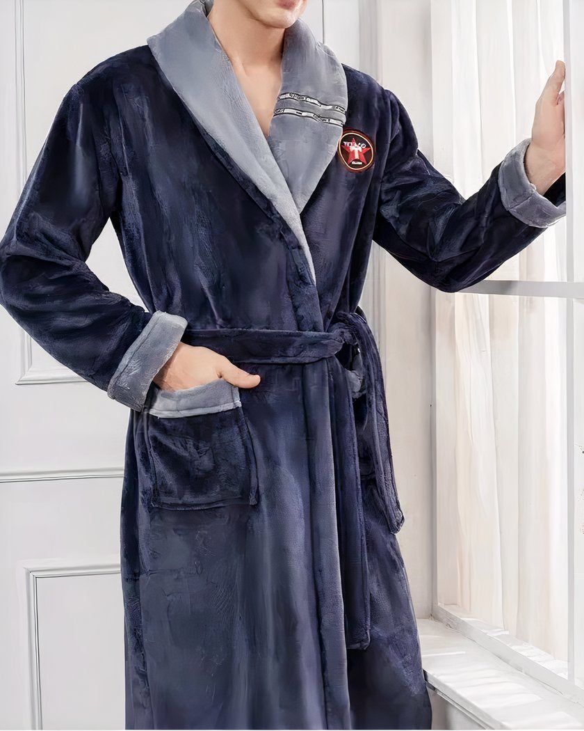 Robe de Chambre Homme Chaude et Épaisse en Flanelle