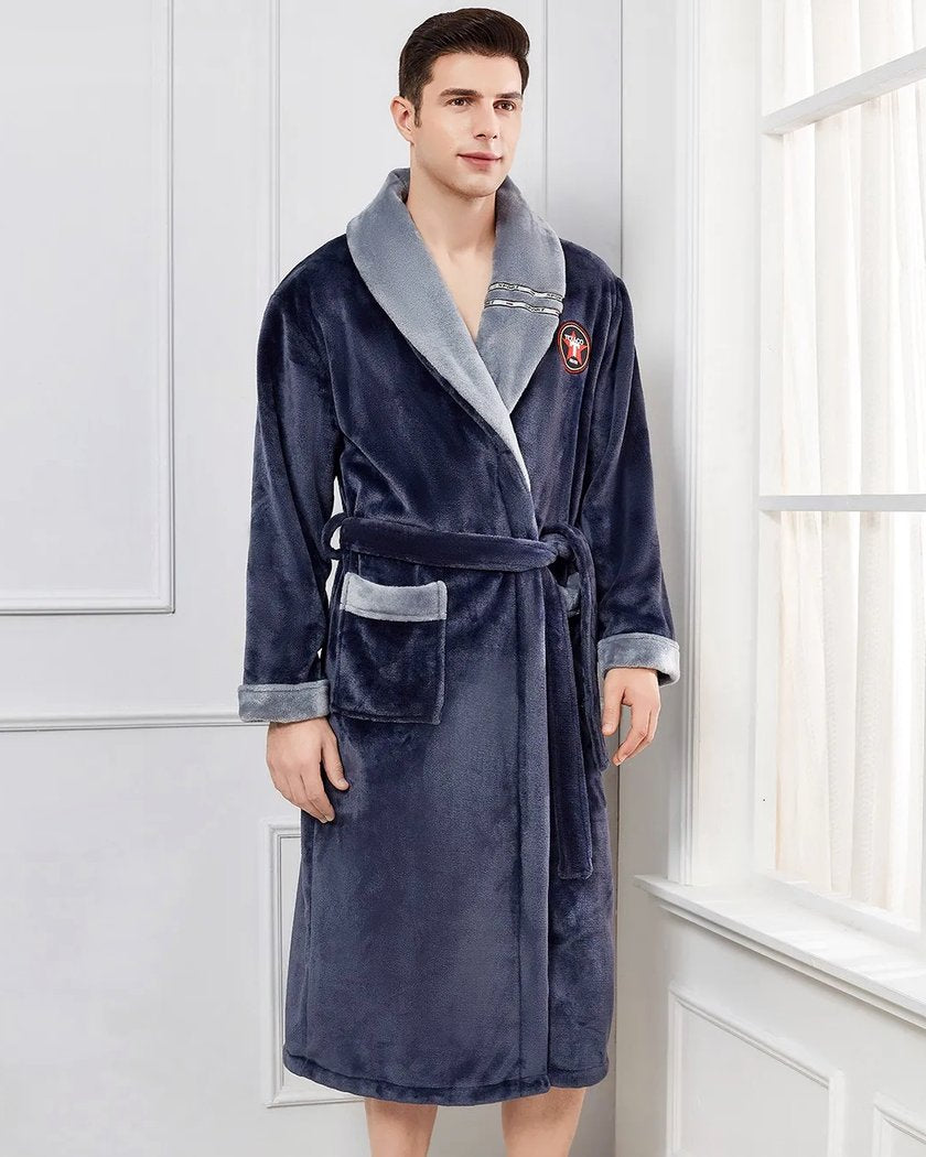 Robe de Chambre Homme Chaude et Épaisse en Flanelle