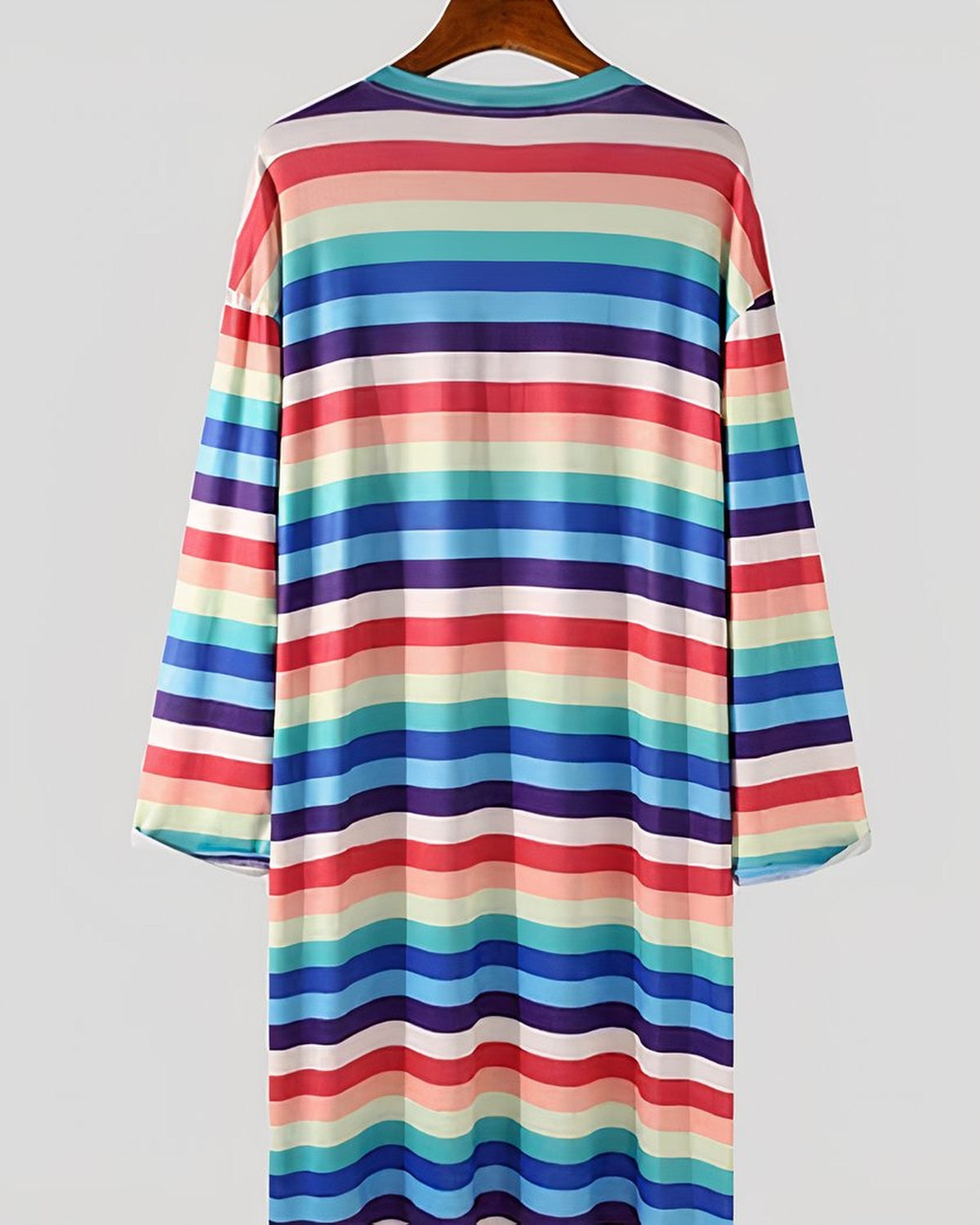 Nuisette homme à manches longues rayée multicolore, vue complète