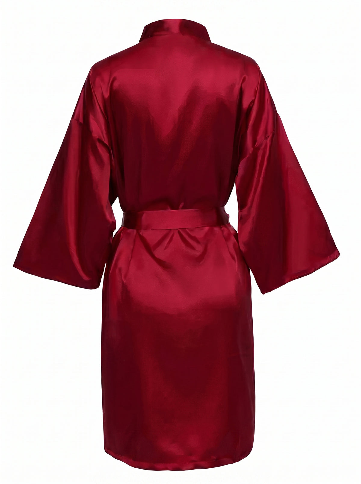 Peignoir bride bordeaux, vue arrière fantôme satiné