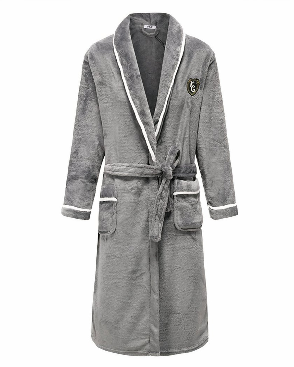 Peignoir de bain homme gris, face, coupe kimono
